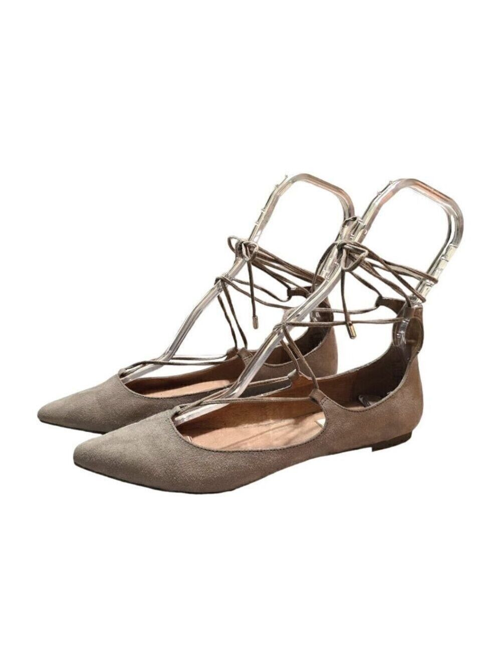 Steve Madden Taupe Lecrew Pointed Toe Ghillie Flat Sz 8